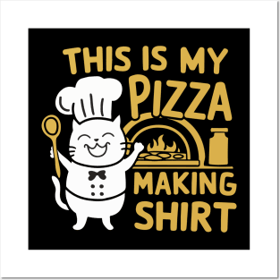Cute Cat This is Is My Pizza Making Shirt Gift Posters and Art